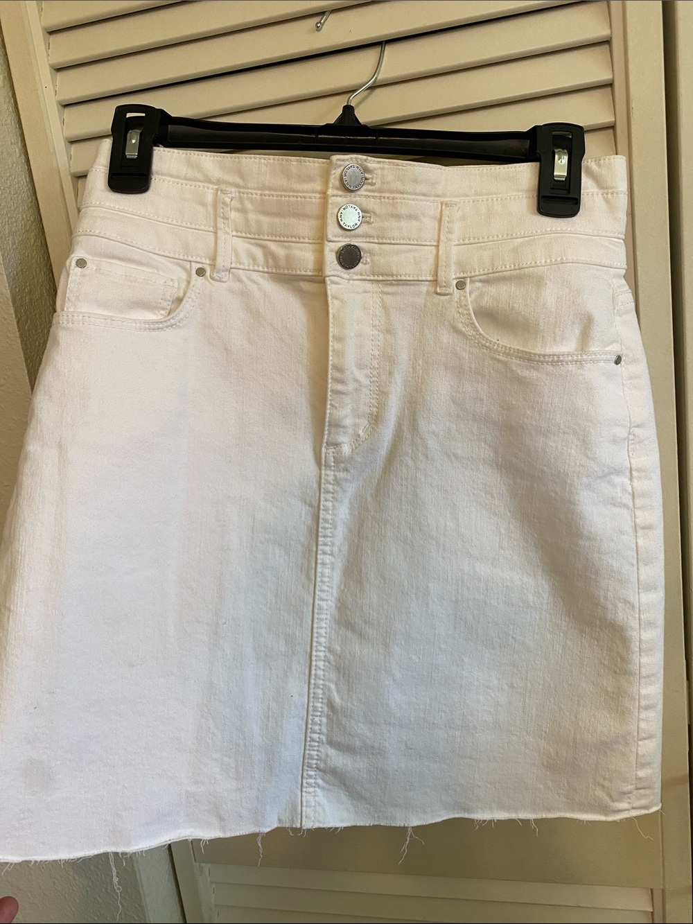 Ann Taylor High-Rise White Denim Skirt
